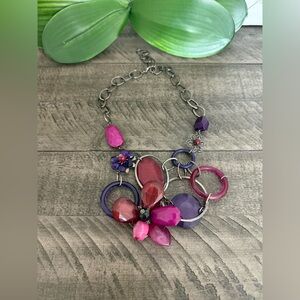 Elegant Pink and Purple Statement Necklace